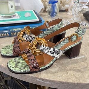 Tory Burch Ring Mid-Heel Sandal | TAUPE RORCCI/PITONE ROCCIA/CHUTNEY